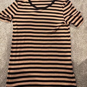 United Colors of Benetton Striped Black and Tan Tee